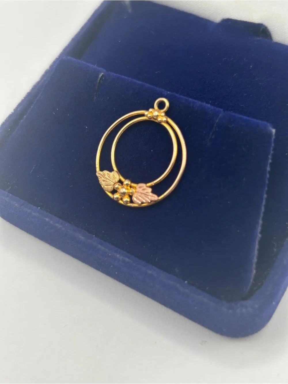 Vintage 12k Black Hills Gold Double Circle Pendant